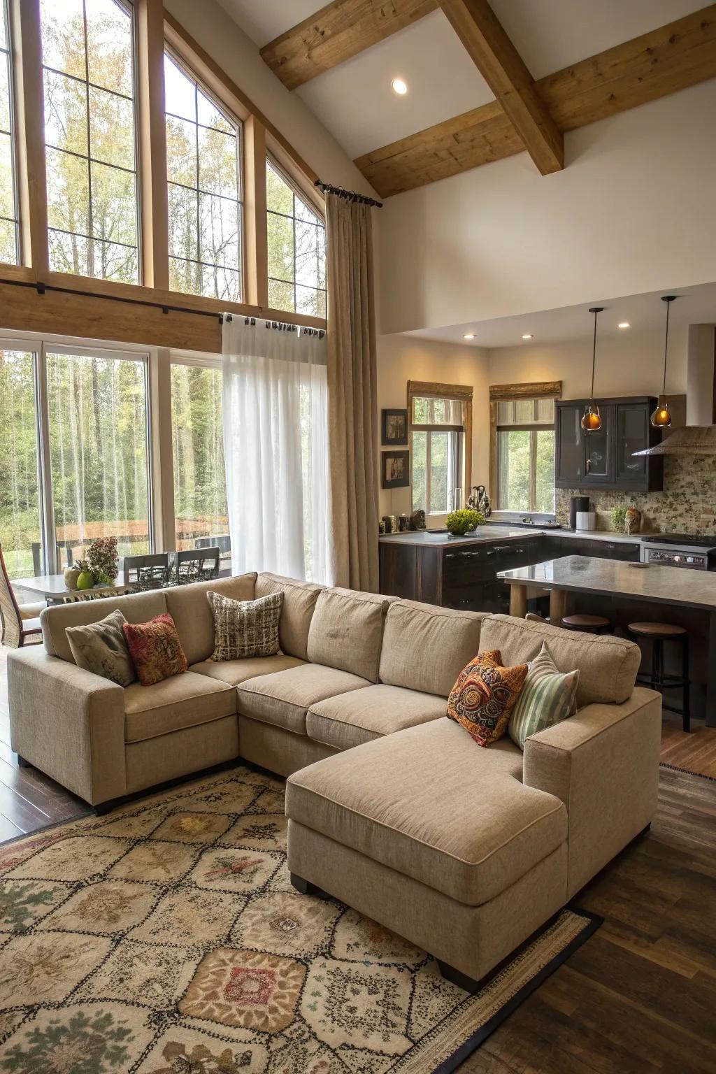 Sectionals skillfully mark out spaces in open layouts.