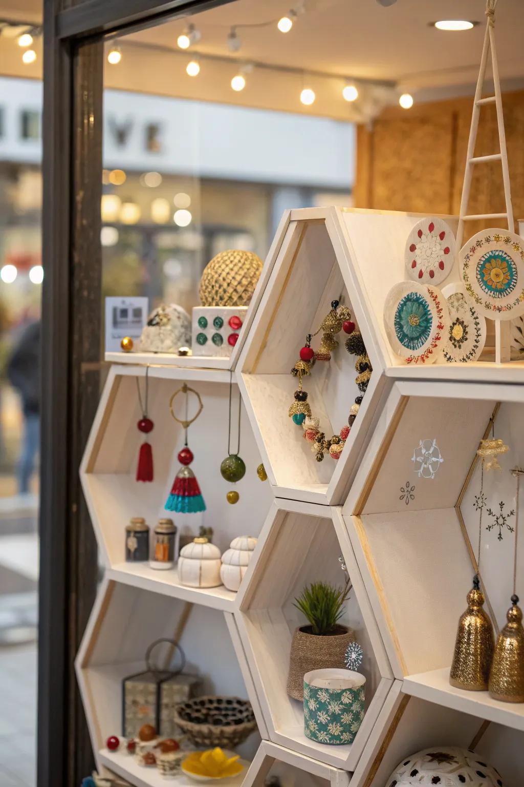 Geometric outlines injecting visual intrigue to a compact window arrangement.