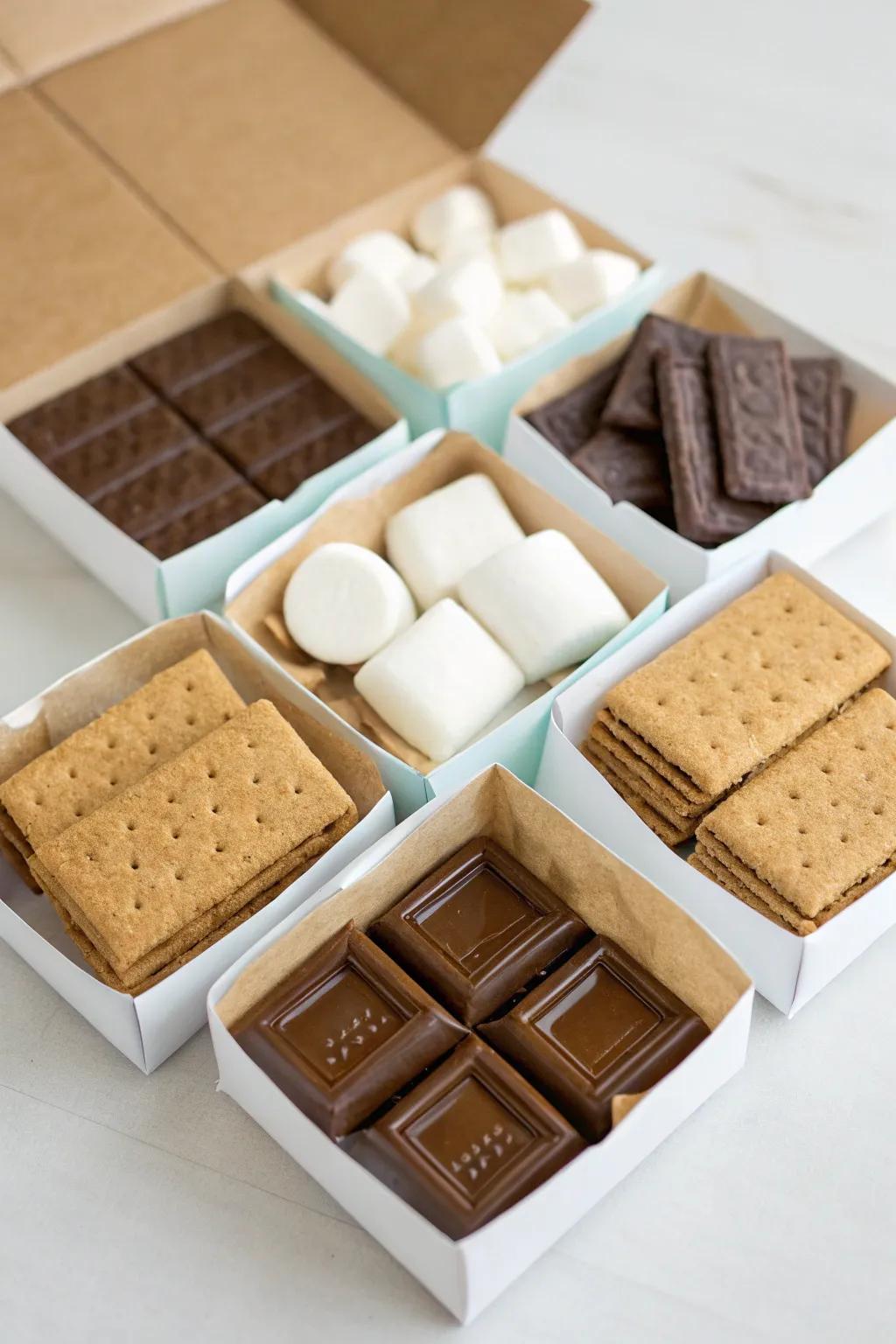 Do-it-yourself s'mores sets make for delightful and memorable party favors.