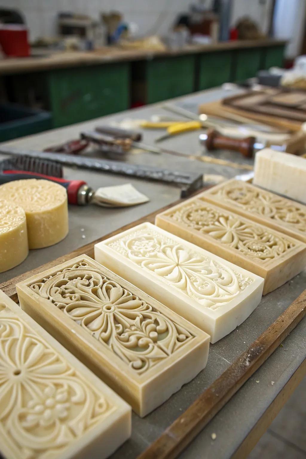 Detailed carved soap pieces that are true artworks.