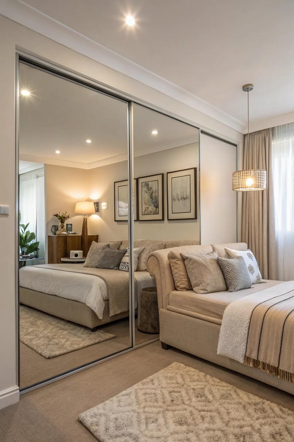 Mirrors can significantly broaden the visual scope of a space.