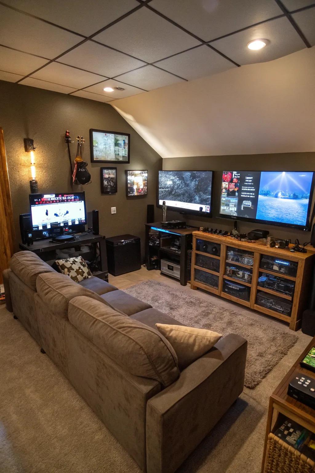 A multiple-screen system for the ultimate sports fan experience.
