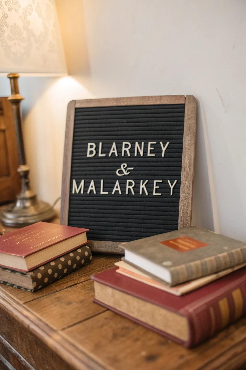 A playful changeable message display celebrating the art of storytelling on St. Patrick's Day.