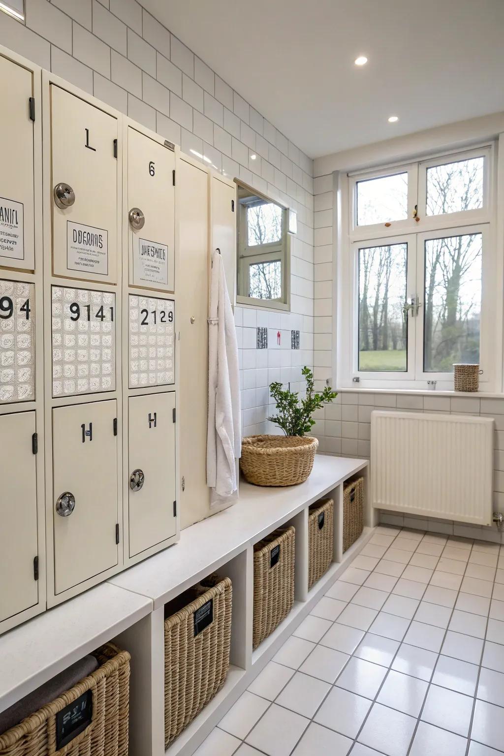 Personal storage spaces provide convenience and organization for workers.