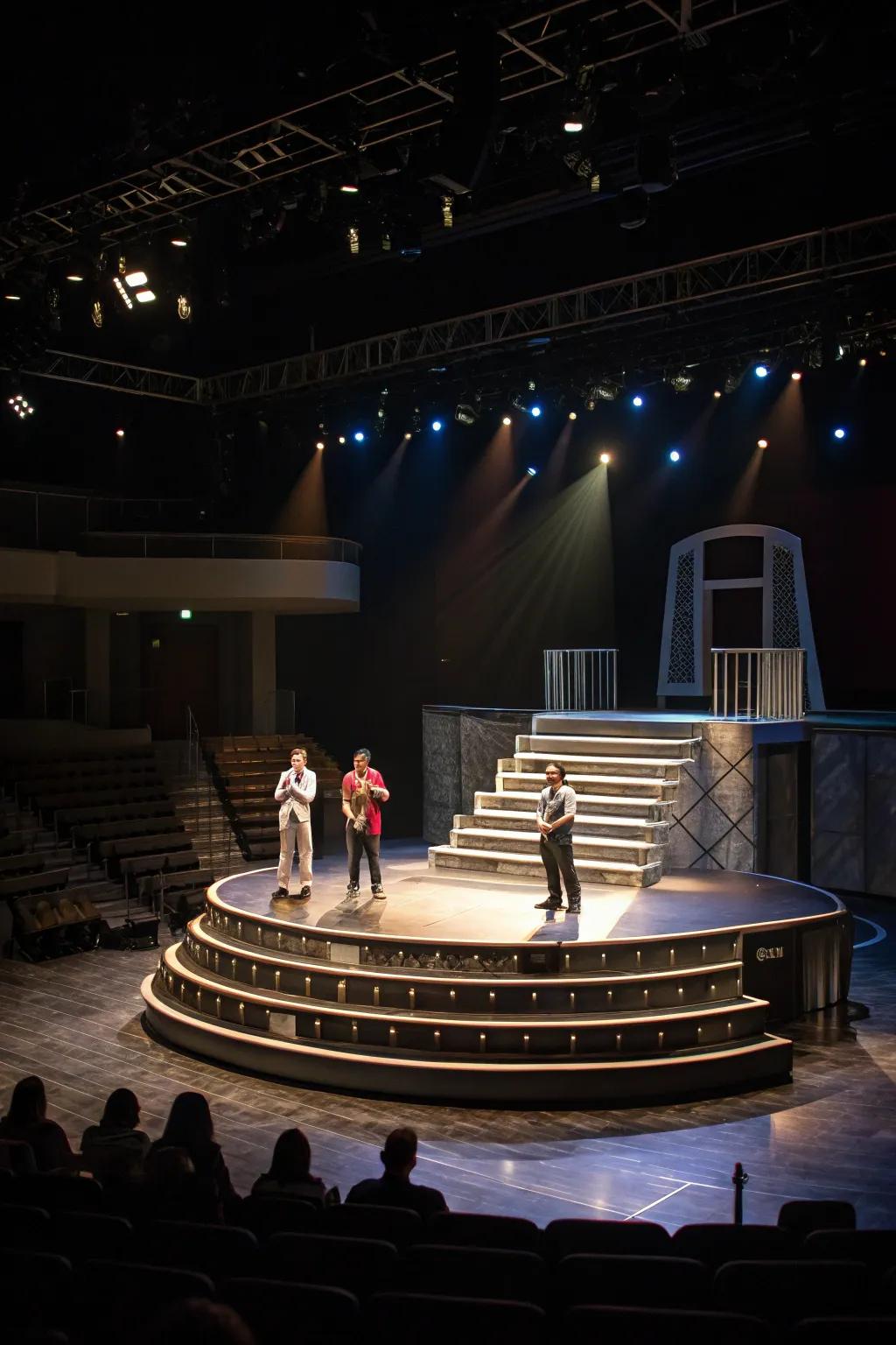 Tiered staging that elevates the immersive experience.