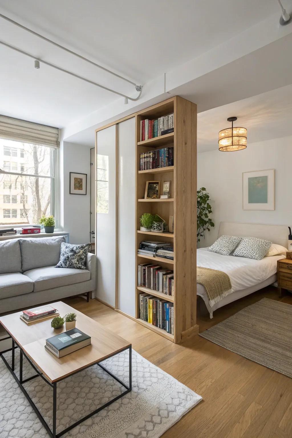 Area dividers impart function without obstructing light.