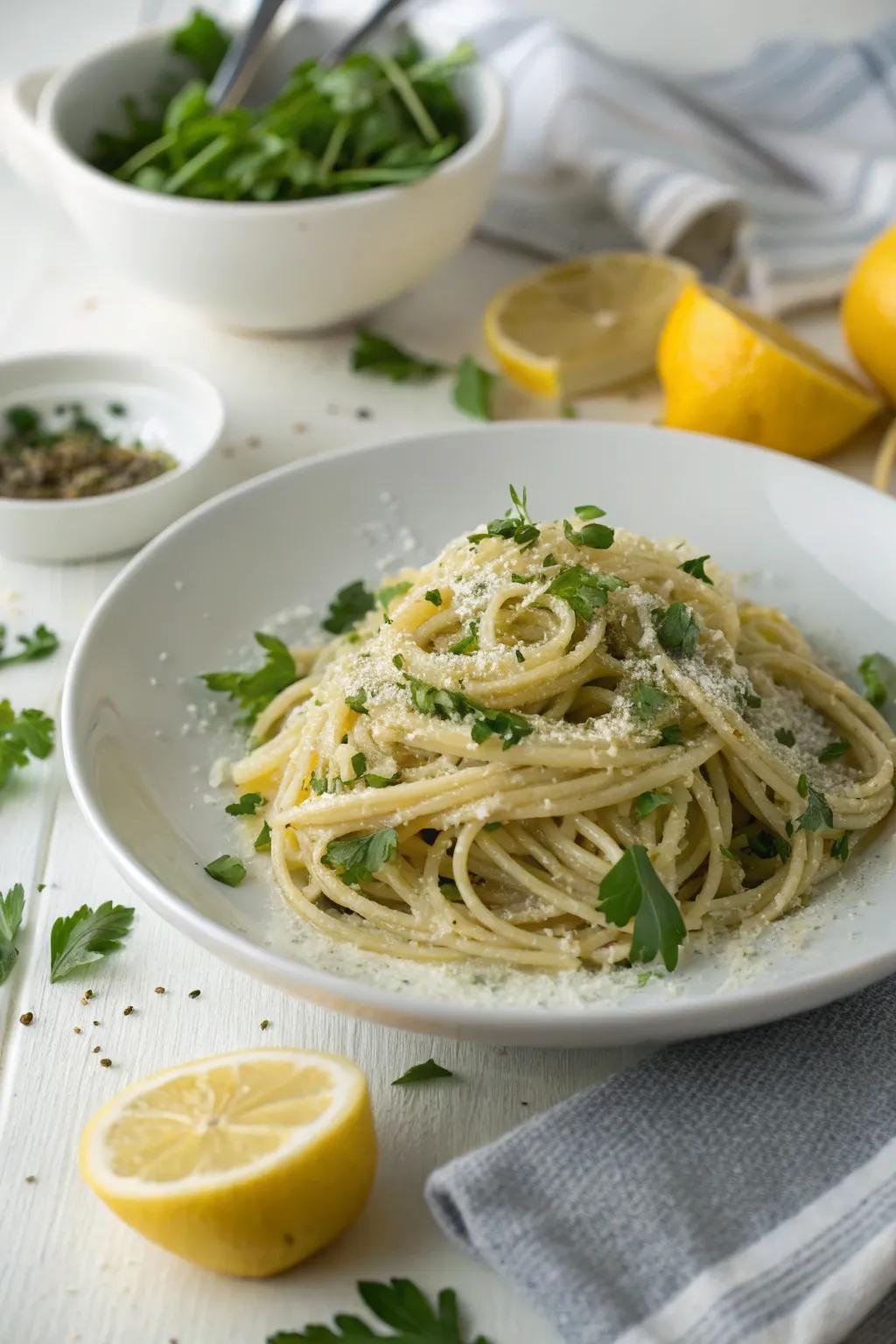 An airy, aromatic summer pasta creation.