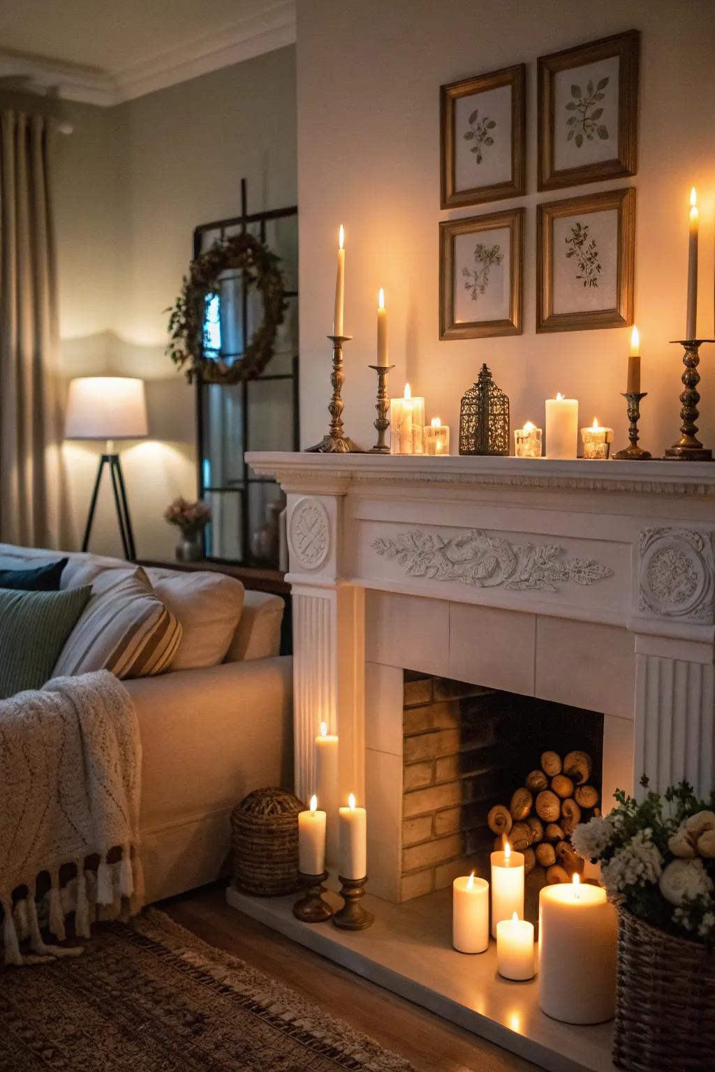 Candles create a cozy and romantic summer evening ambiance.