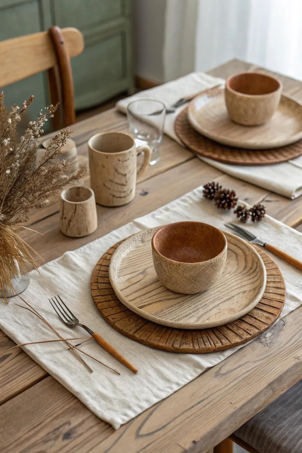 Timber-look film adds countryside charm to any table.