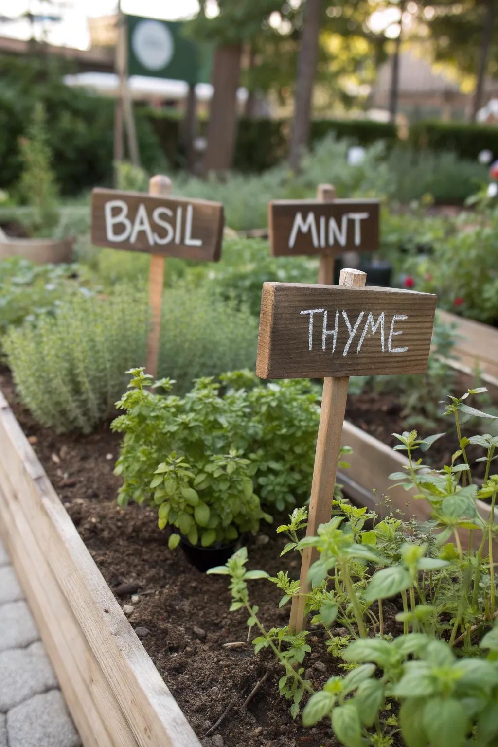 Herb signs giving charm and lucidity to your tea patch.