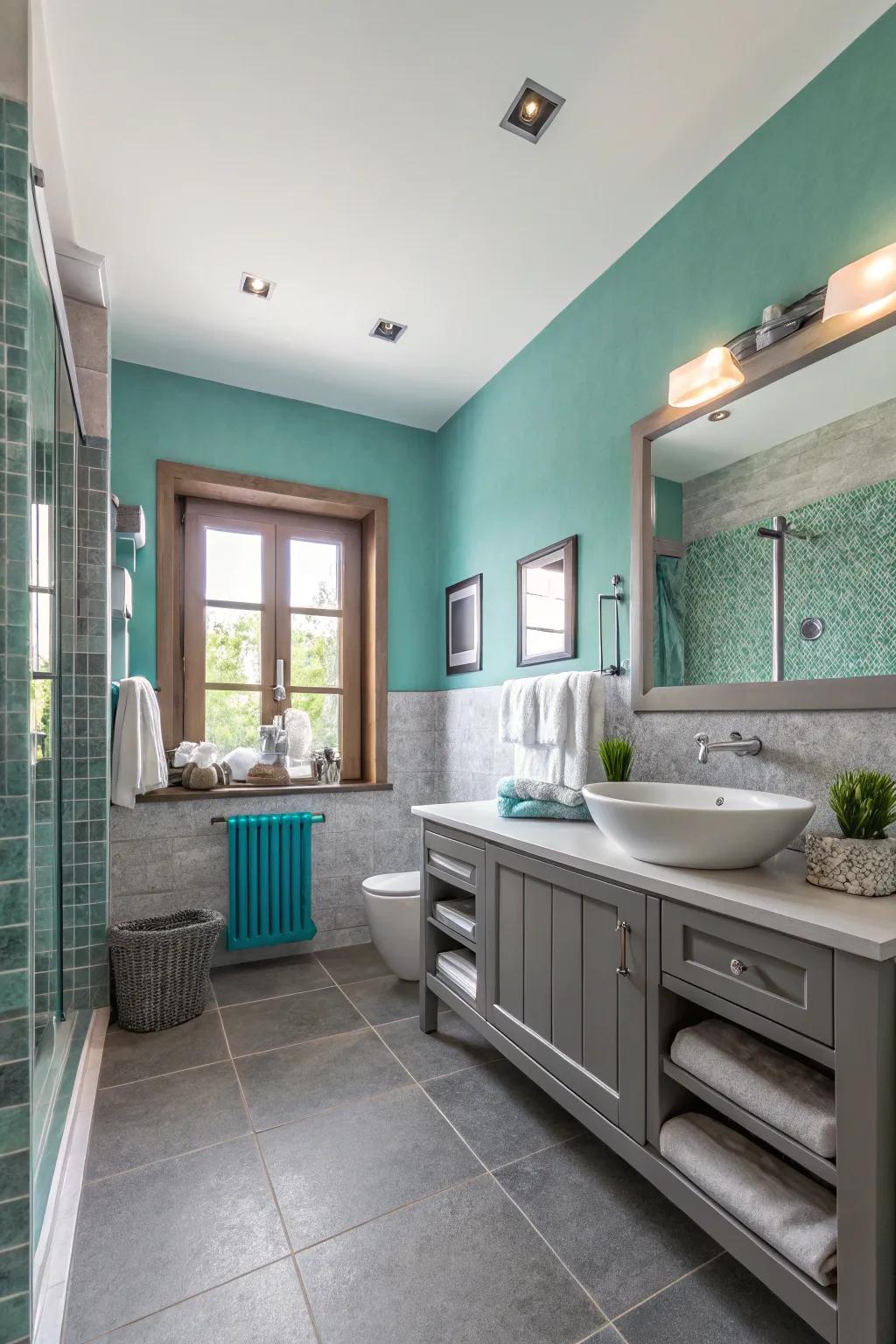 Attain chilled sophistication with cerulean and grey.