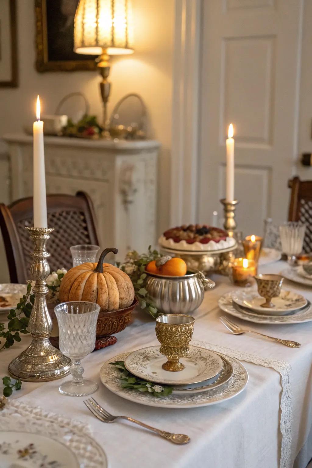 Vintage touches bring timeless charm to your table.