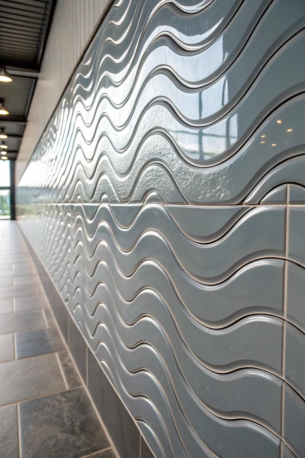 A shifted wave pattern brings a soft, artistic touch to this wall.