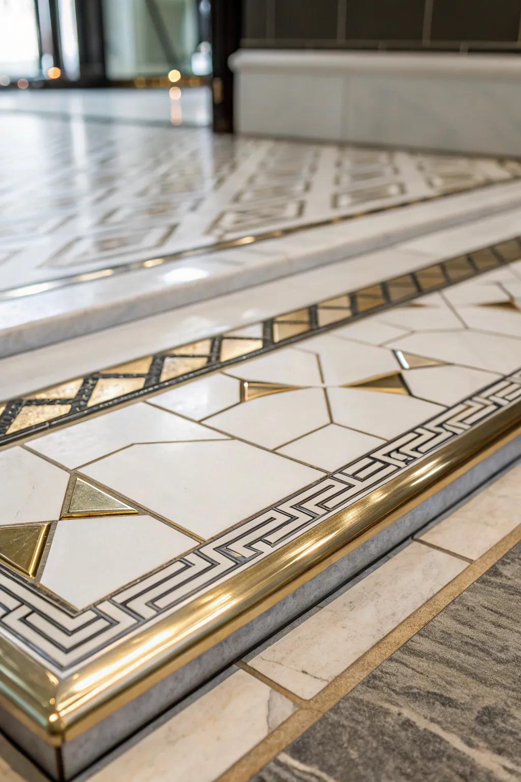Metallic trims add a sleek and modern touch to transitions.