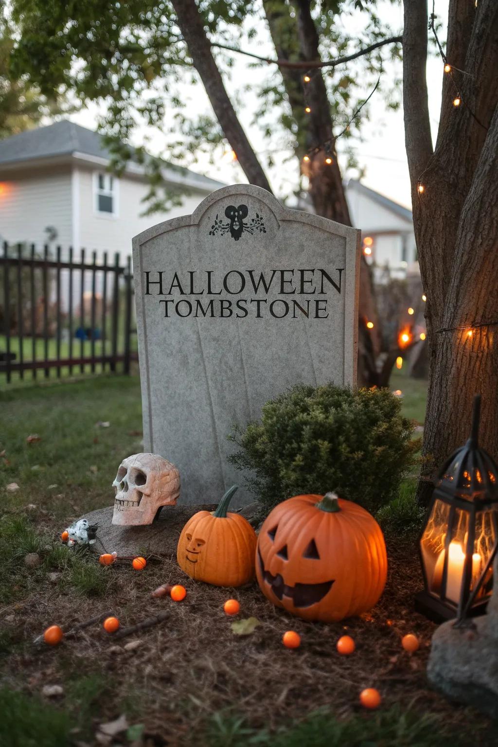 Customized gravestones fashion a distinctive and engaging display.