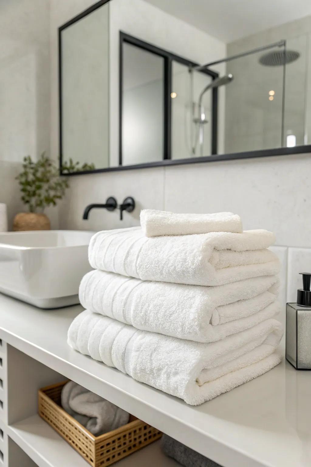 Save space with timeless trifold-stacked fabrics.