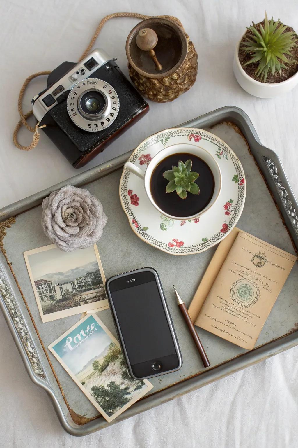 An eclectic mix of decor creates a unique atmosphere.