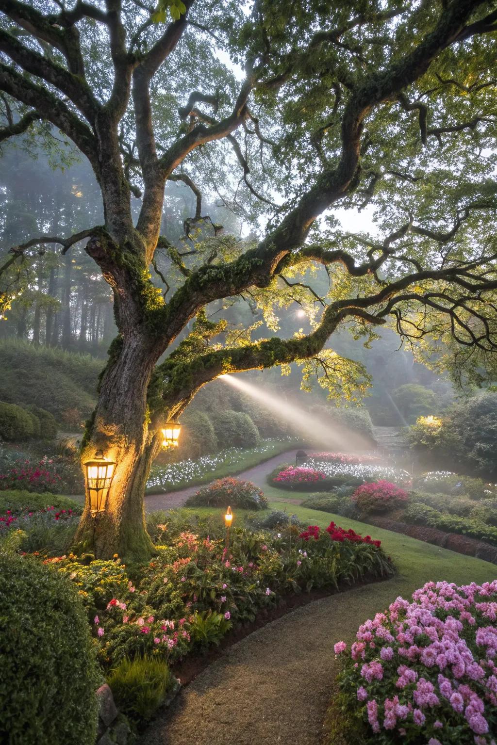 Multi-tiered lighting fashions a rich visual experience.