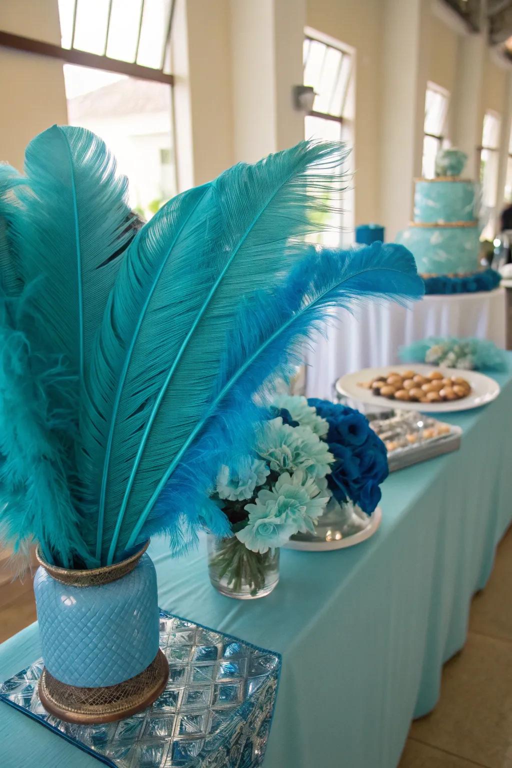 Plumes append a fanciful and unexpected element to your table's arrangement.
