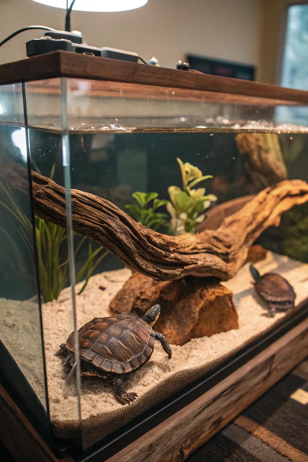 Ironwood adds a natural and steady aspect to your turtle's tank.