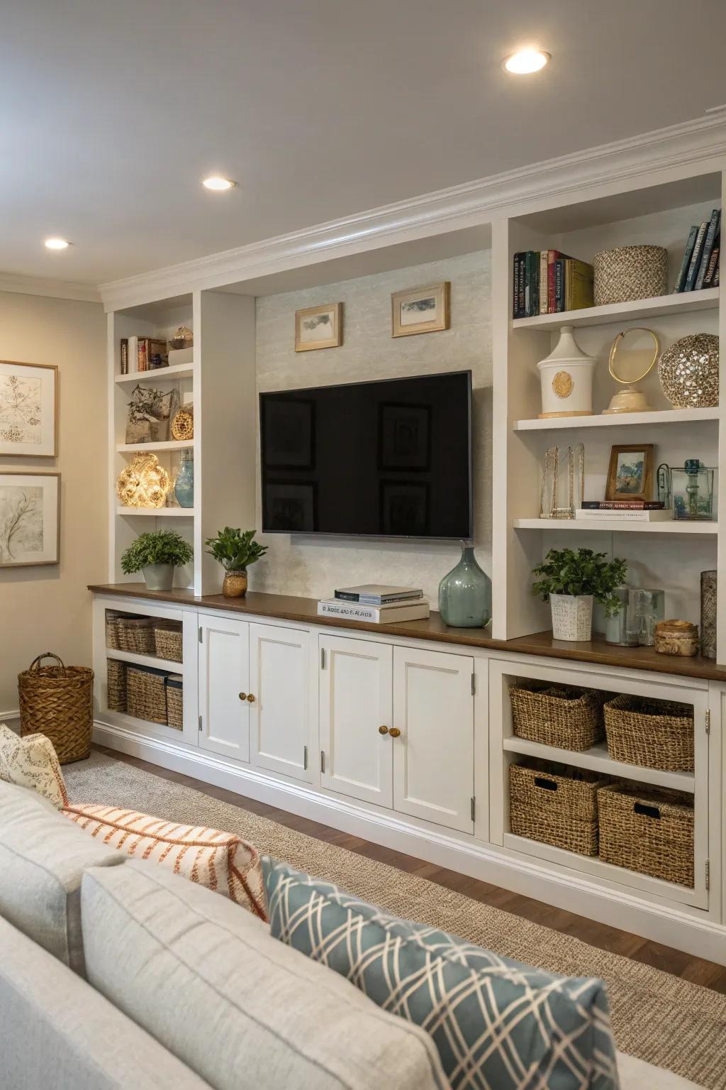 Open shelving makes your TV part of the overall room aesthetic.