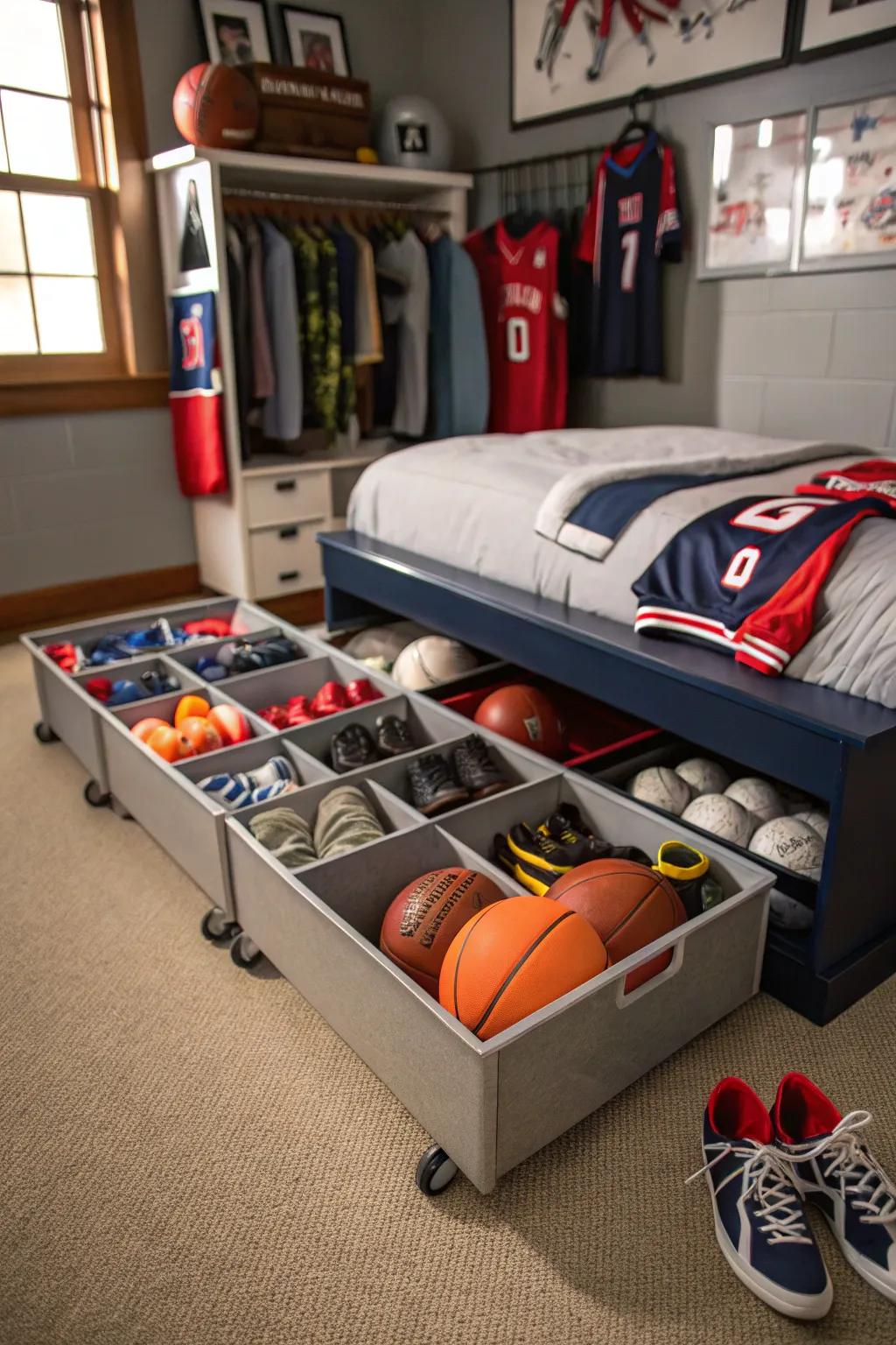 Tackle sports clutter with expertly organized gear storage.