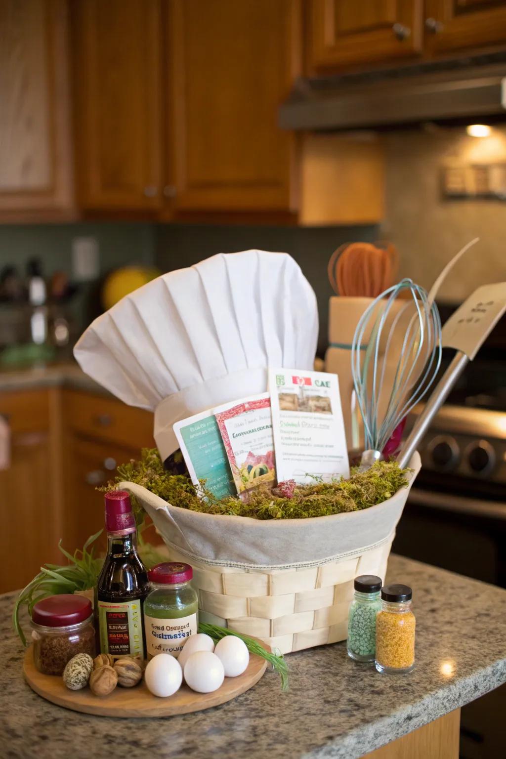 A chef’s toque basket tailored for the culinary devotee.