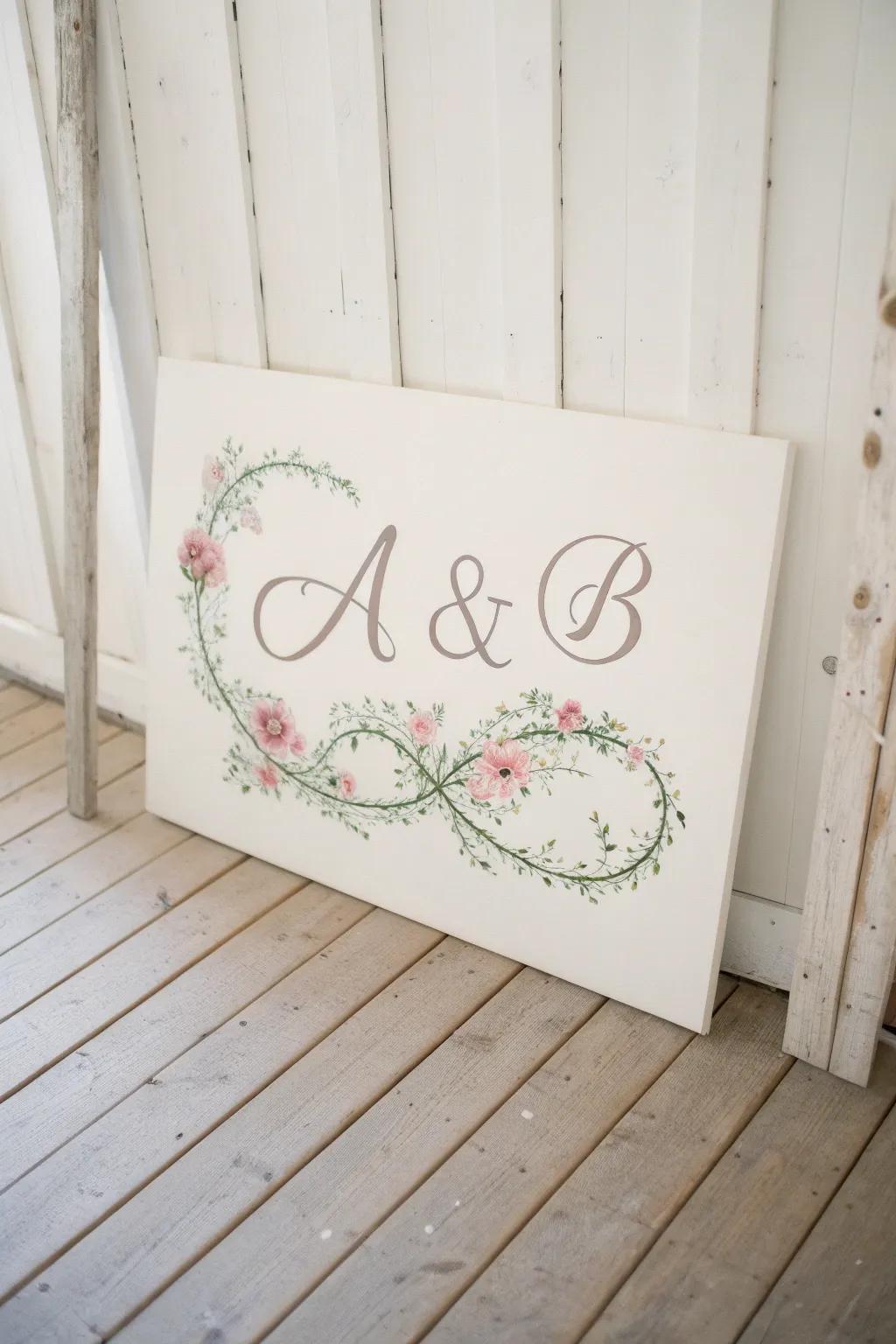 Give a personalized gift of love: initials entwined with the elegance of nature.