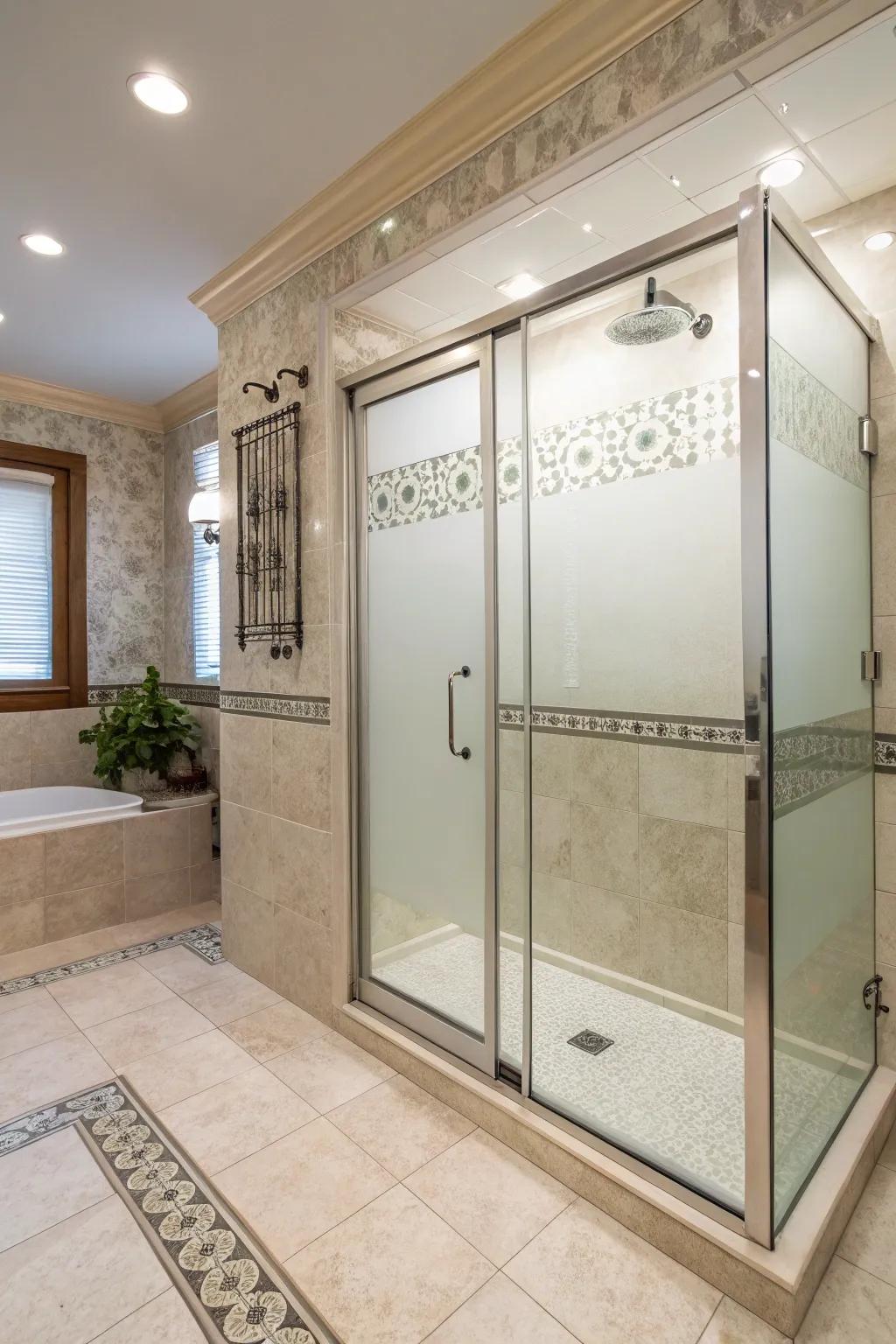 Privacy and light with frosted glass.
