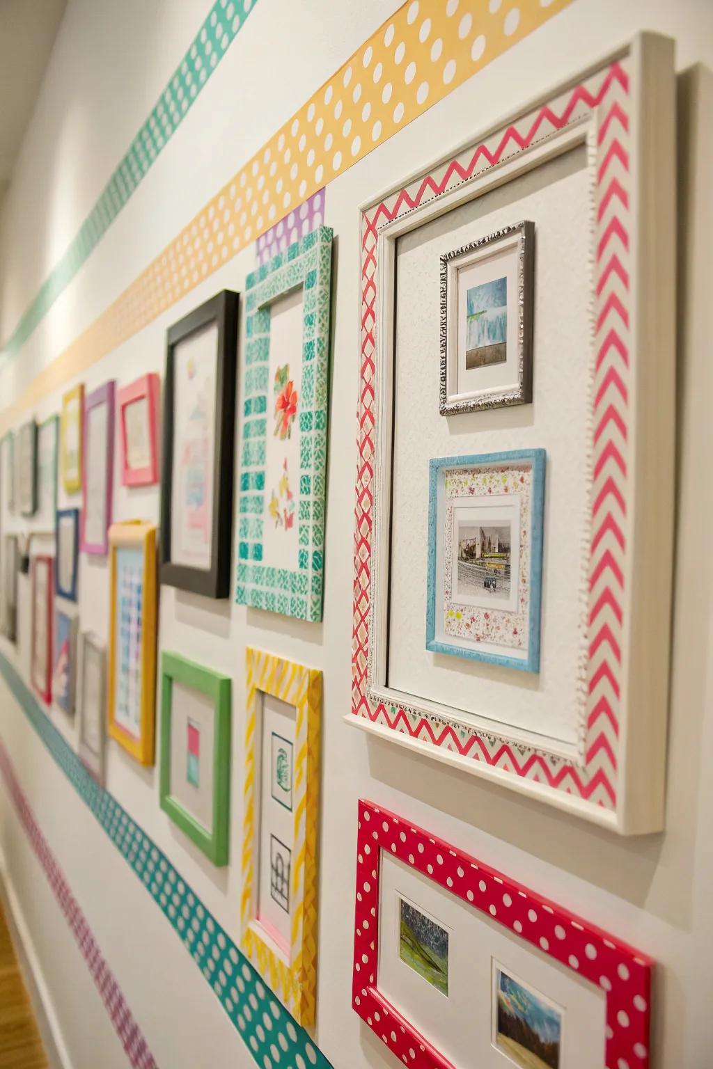 Washi tape allows for fun, customisable wall decorations.