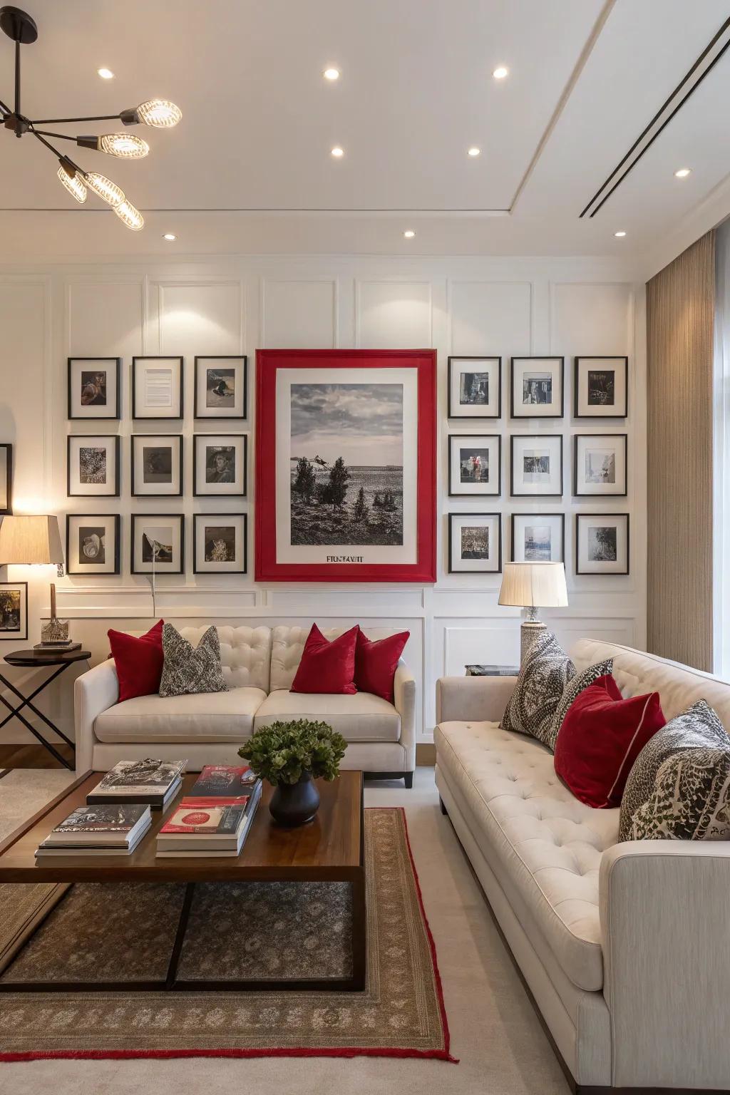 An arresting piece that grounds the curated wall's narrative.