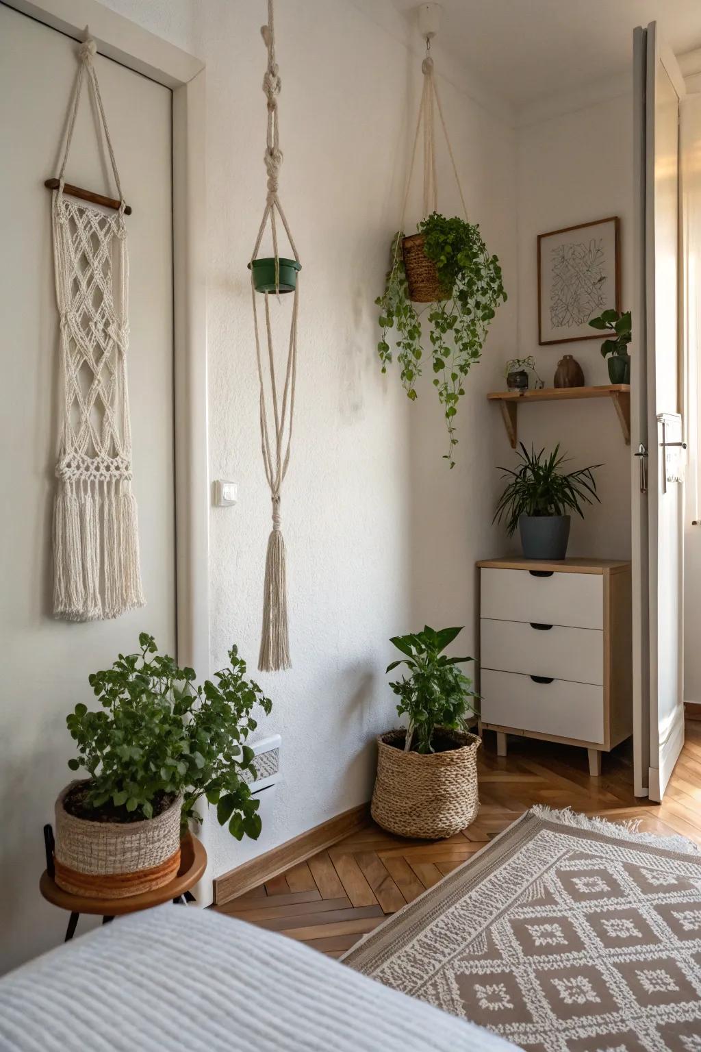 Hanging plant displays are ideal for more compact spaces.