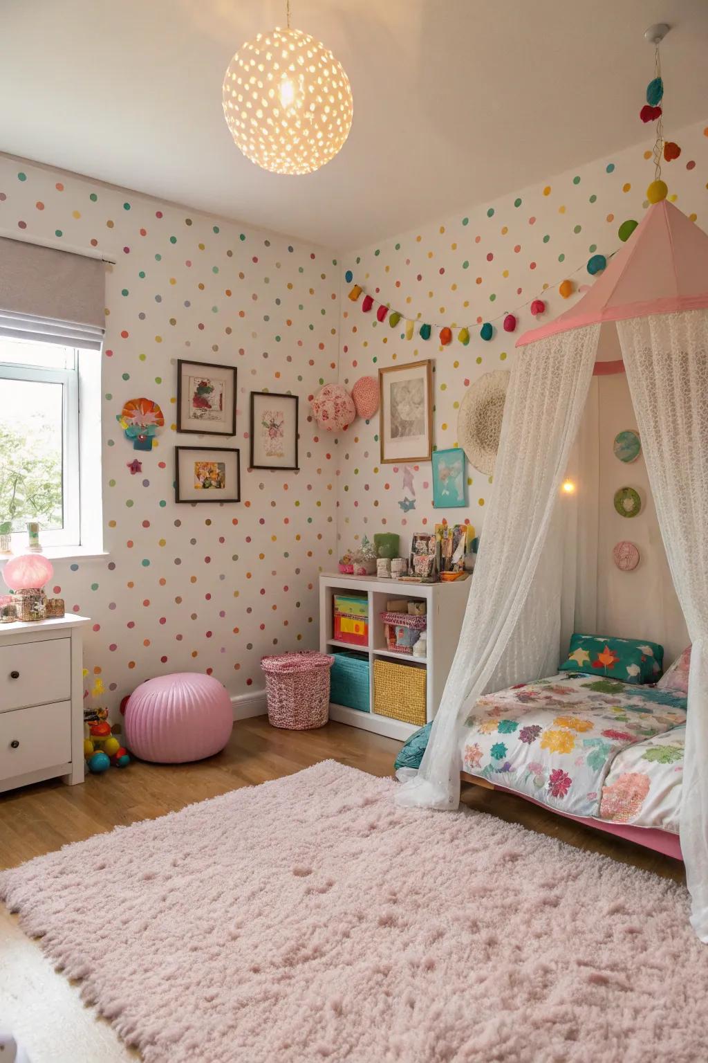 Spotted patterns infuse a spirited and classic charm.