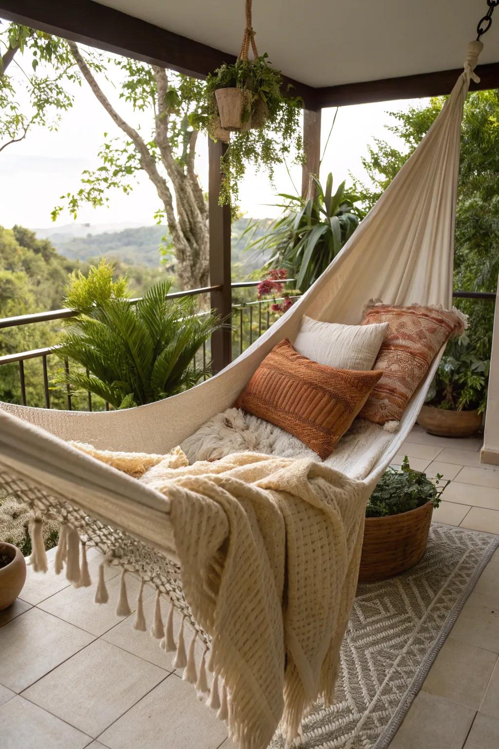 A snug alcove ideal for unwinding on the patio.