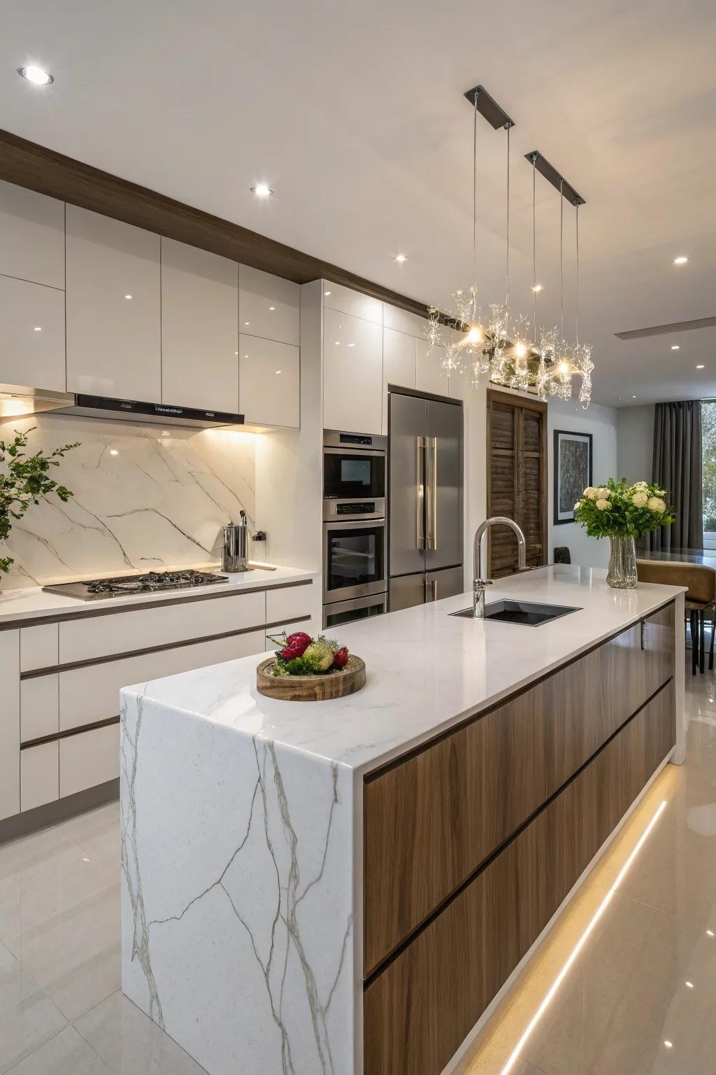 Porcelain countertops offer a refined, resilient, and graceful solution for cooking areas.