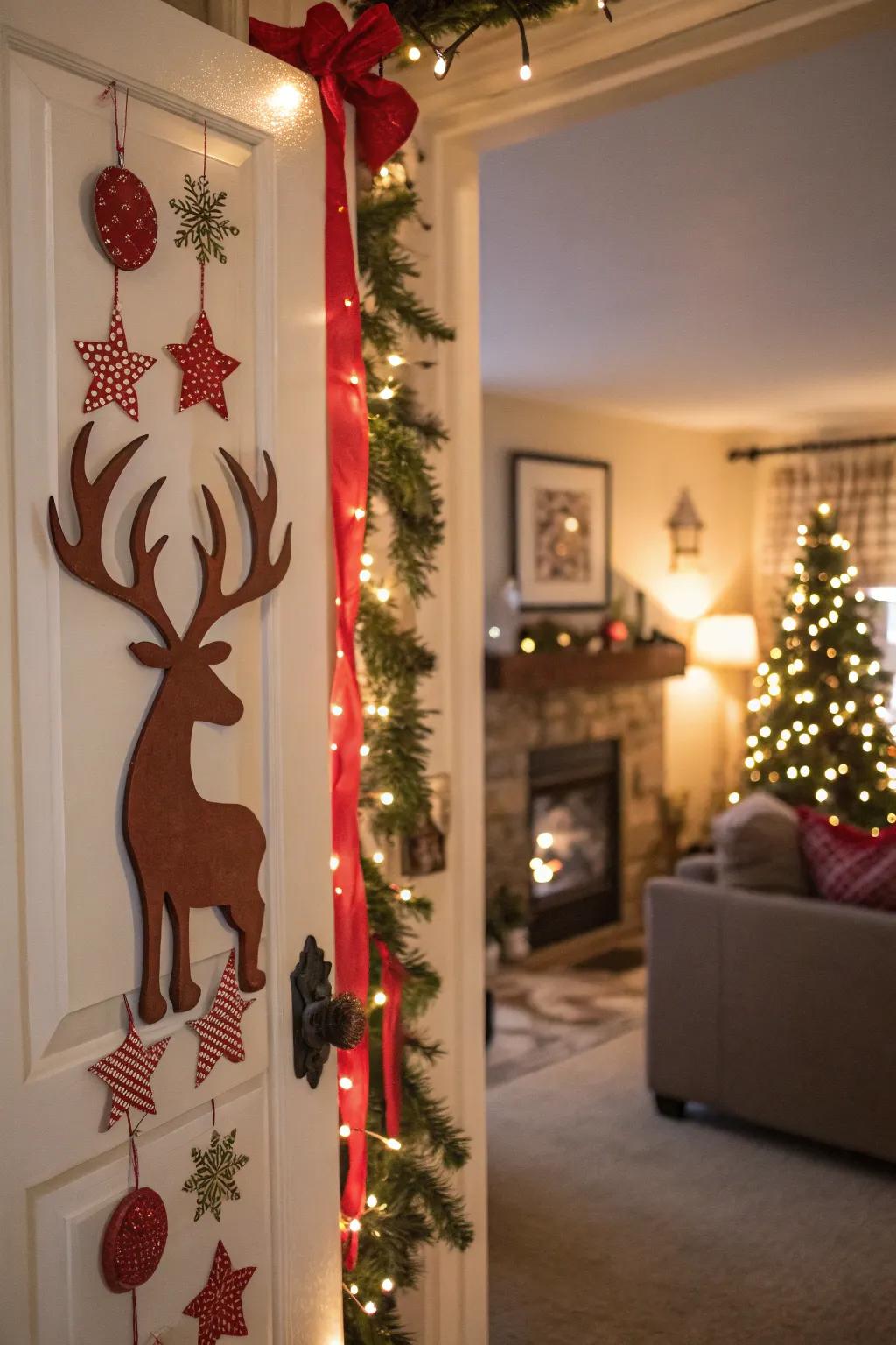 Partake in the prance of the deer with this celebratory door design.