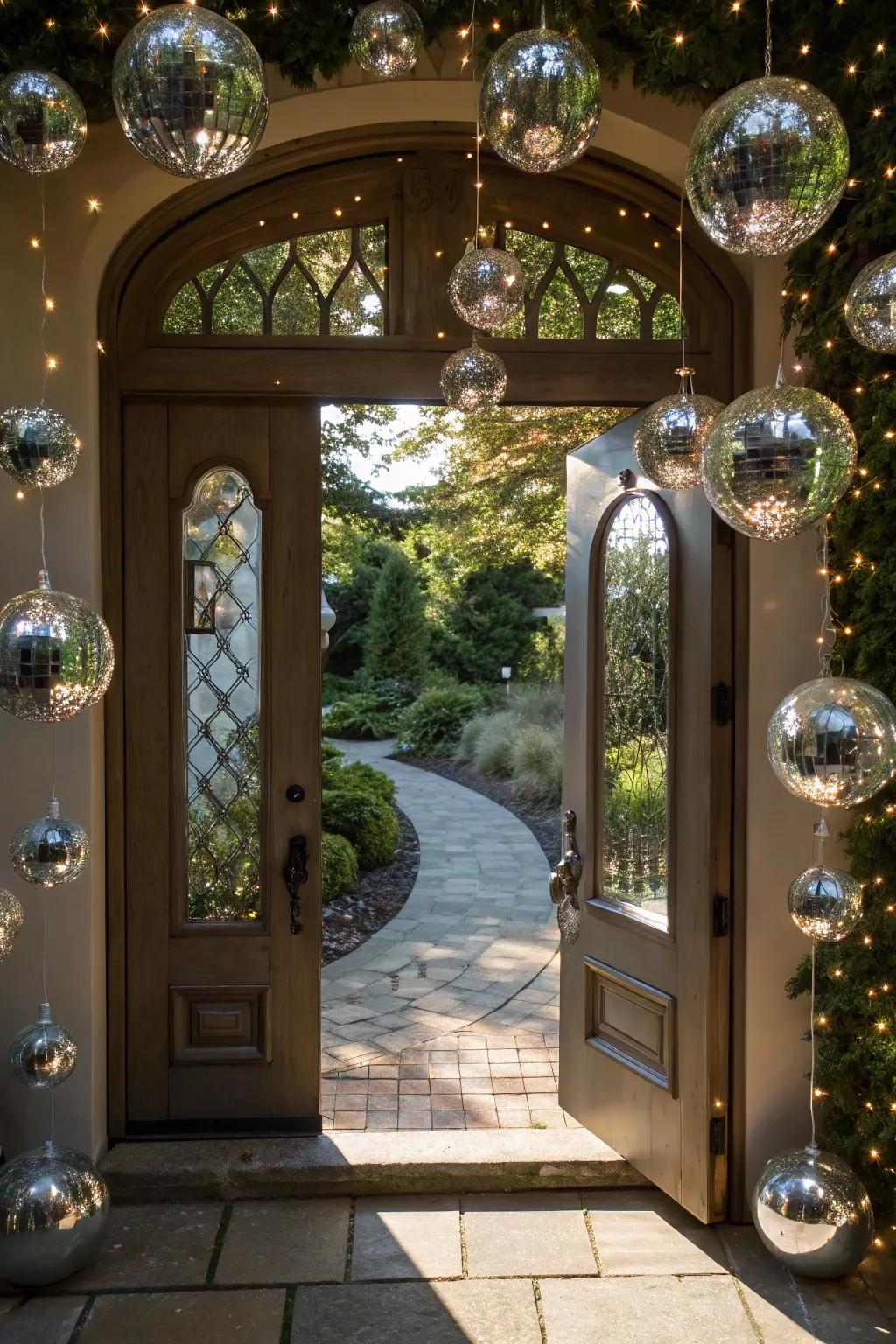 Mirrored facets introduce modern enchantment to winter decor.