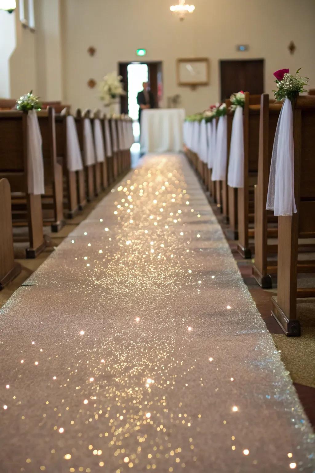 Glistening aisles introduce a subtle dash of magic to your function.
