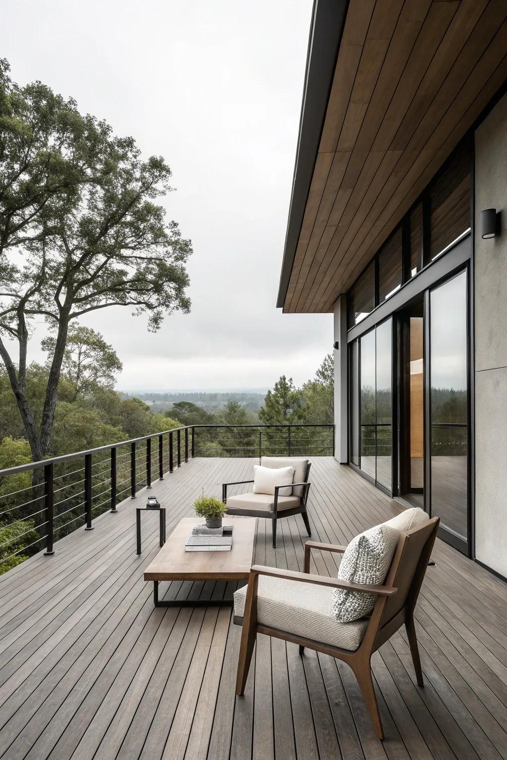 A minimalist terrace design presents a clean and contemporary aesthetic.