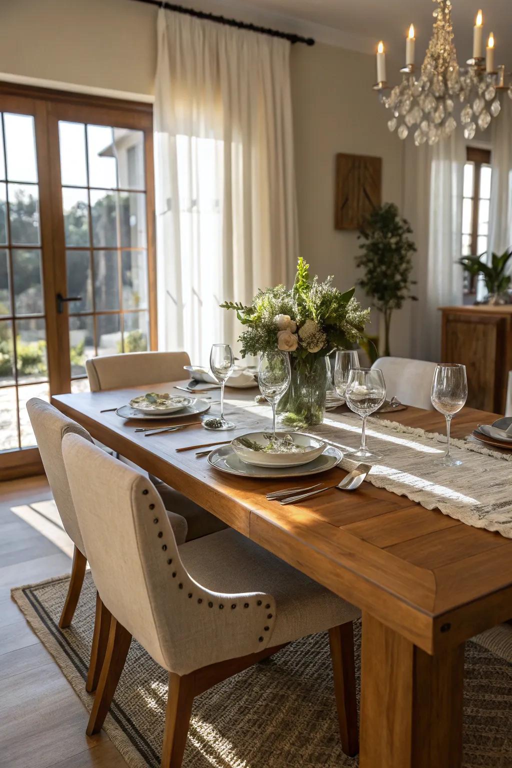 Bespoke custom wood dining table as a dining room centerpiece
