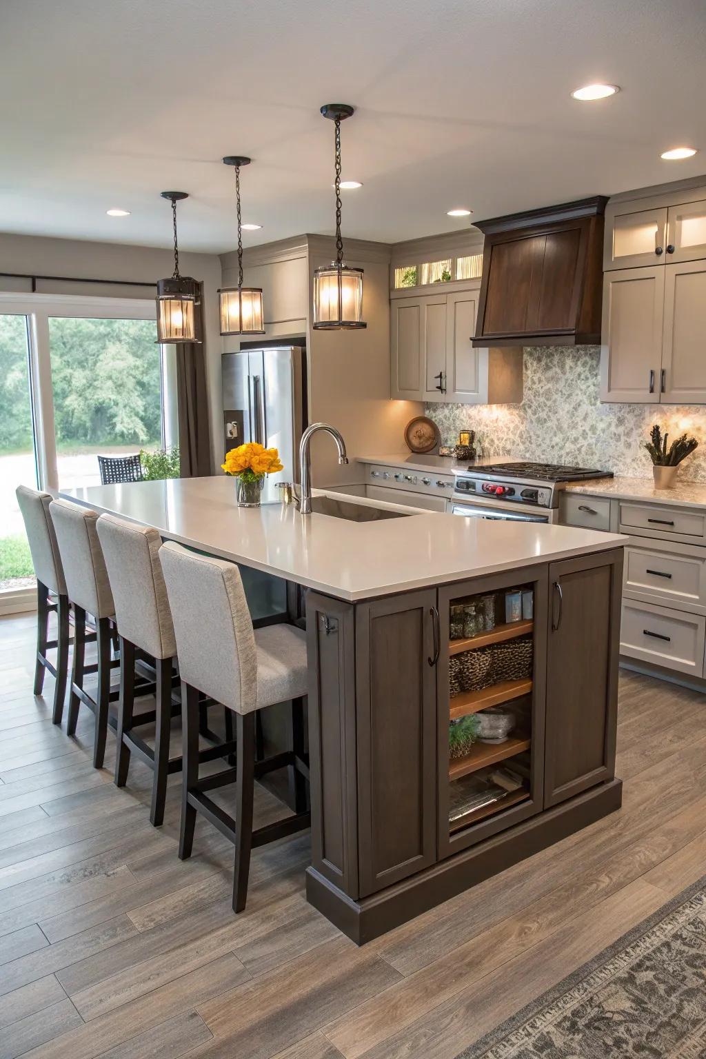 This convertible island seamlessly transitions from prep to dining.