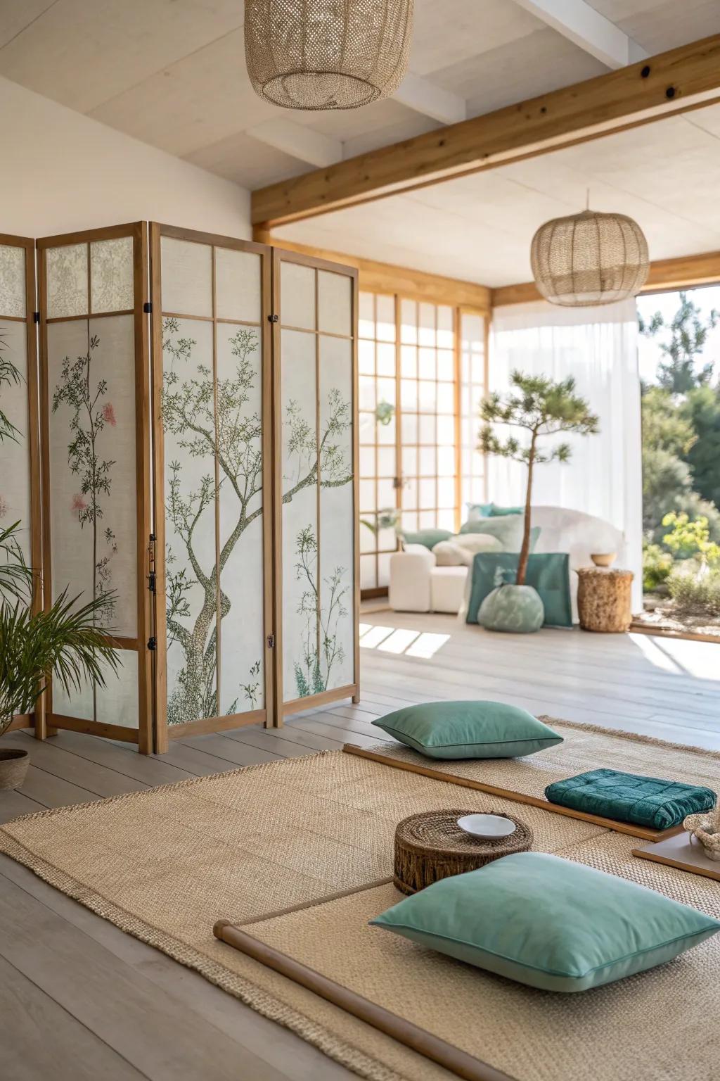 Create distinct zones without closing off your space 🌐 #OpenLiving #ZenDesign