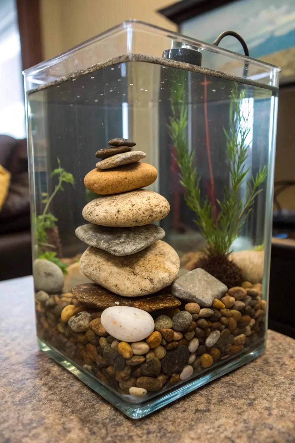 Fashion a breathtaking stone arrangement in your aquarium.