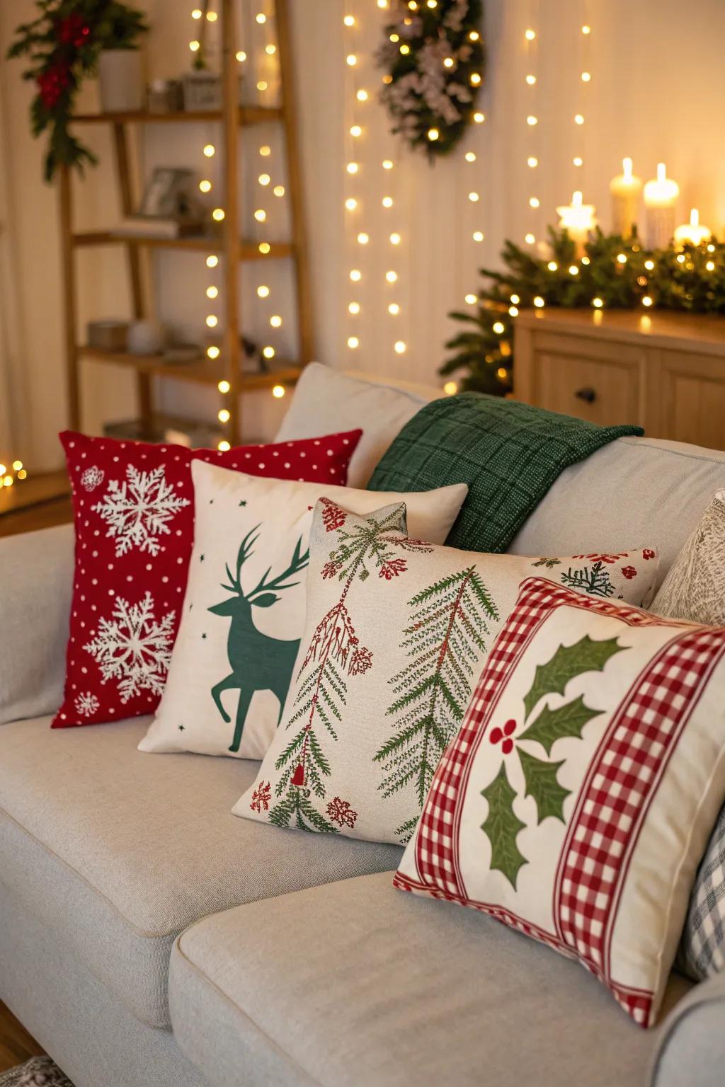 Lively cushions affix a celebratory signature to lounging spaces.