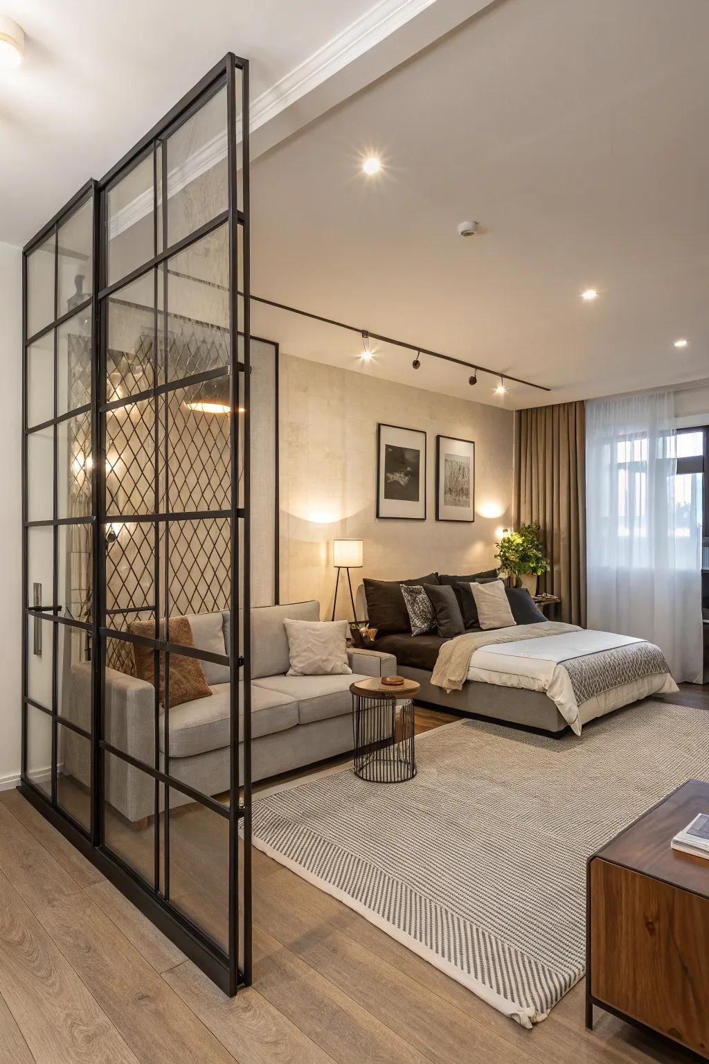 Partition screens add style and function to studios.