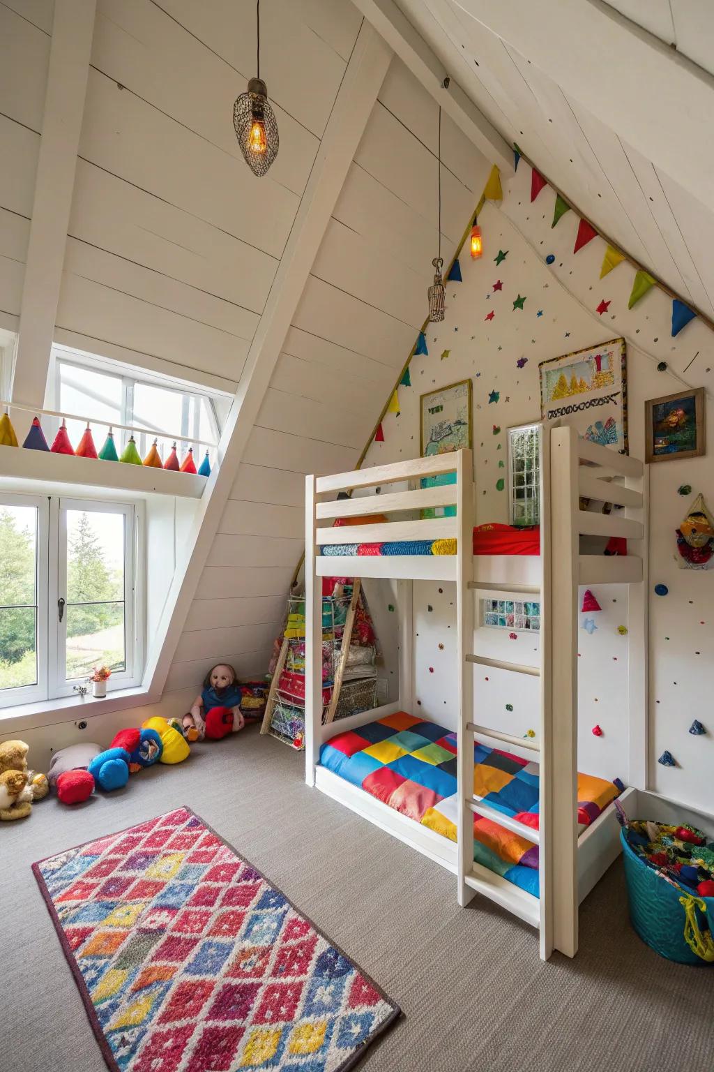 Establish a stimulating attic area that fosters children’s imagination.