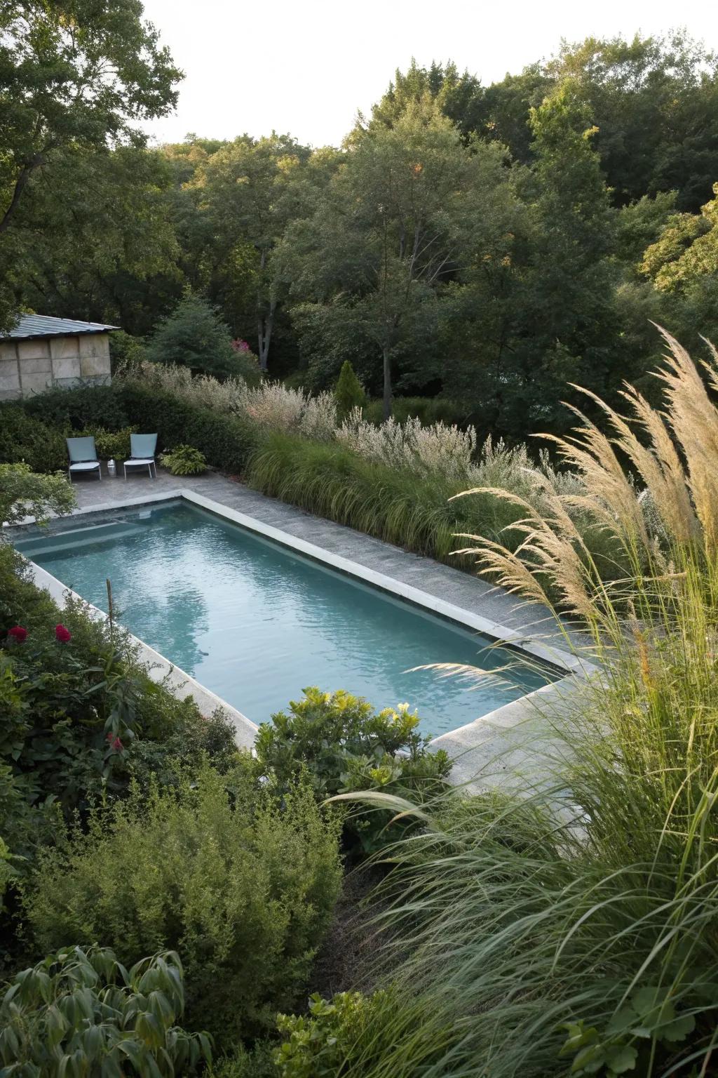 Plants help your pool blend right into the yard.