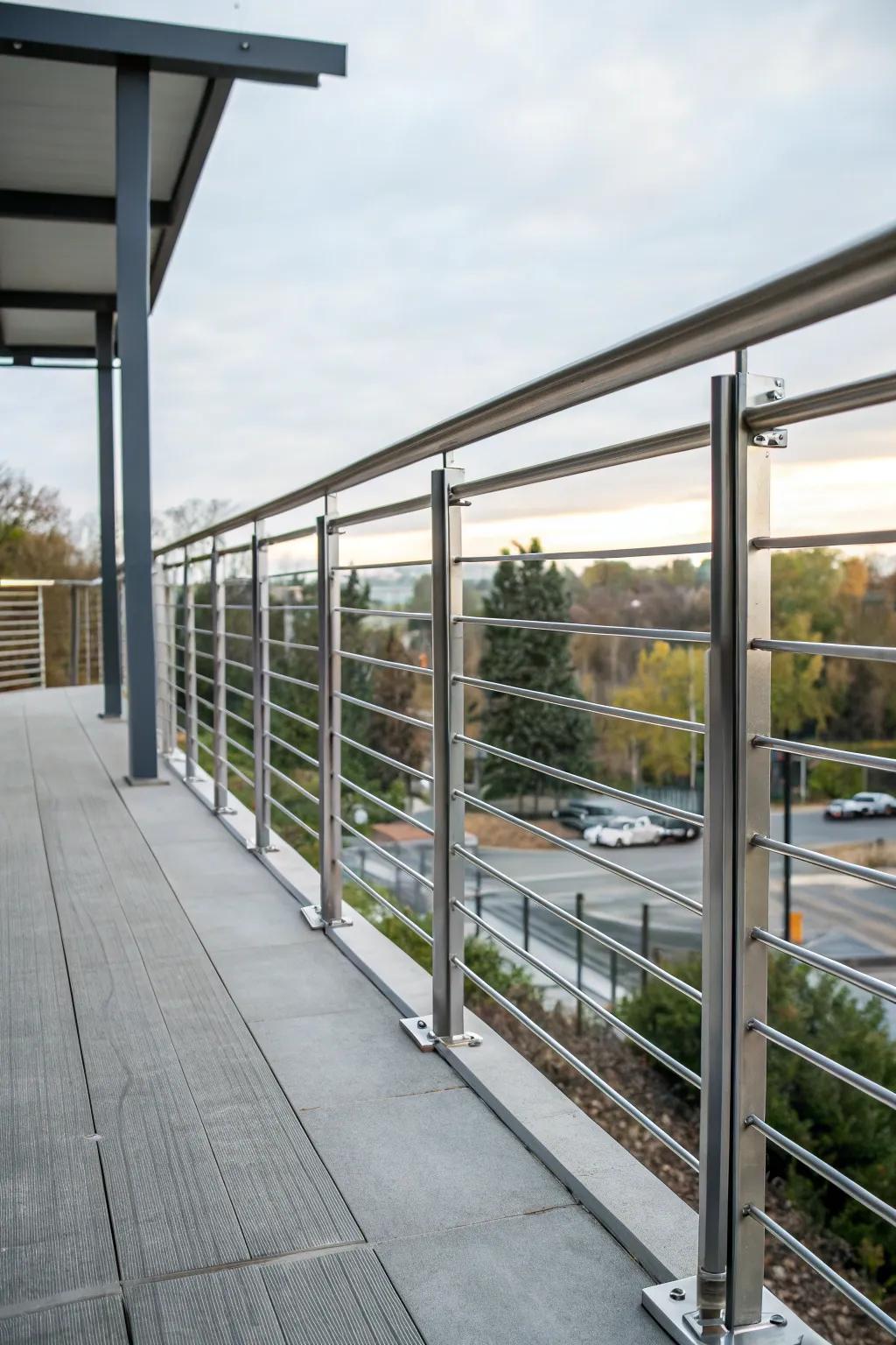 Edgy industrial alloy borders on a modern deck.