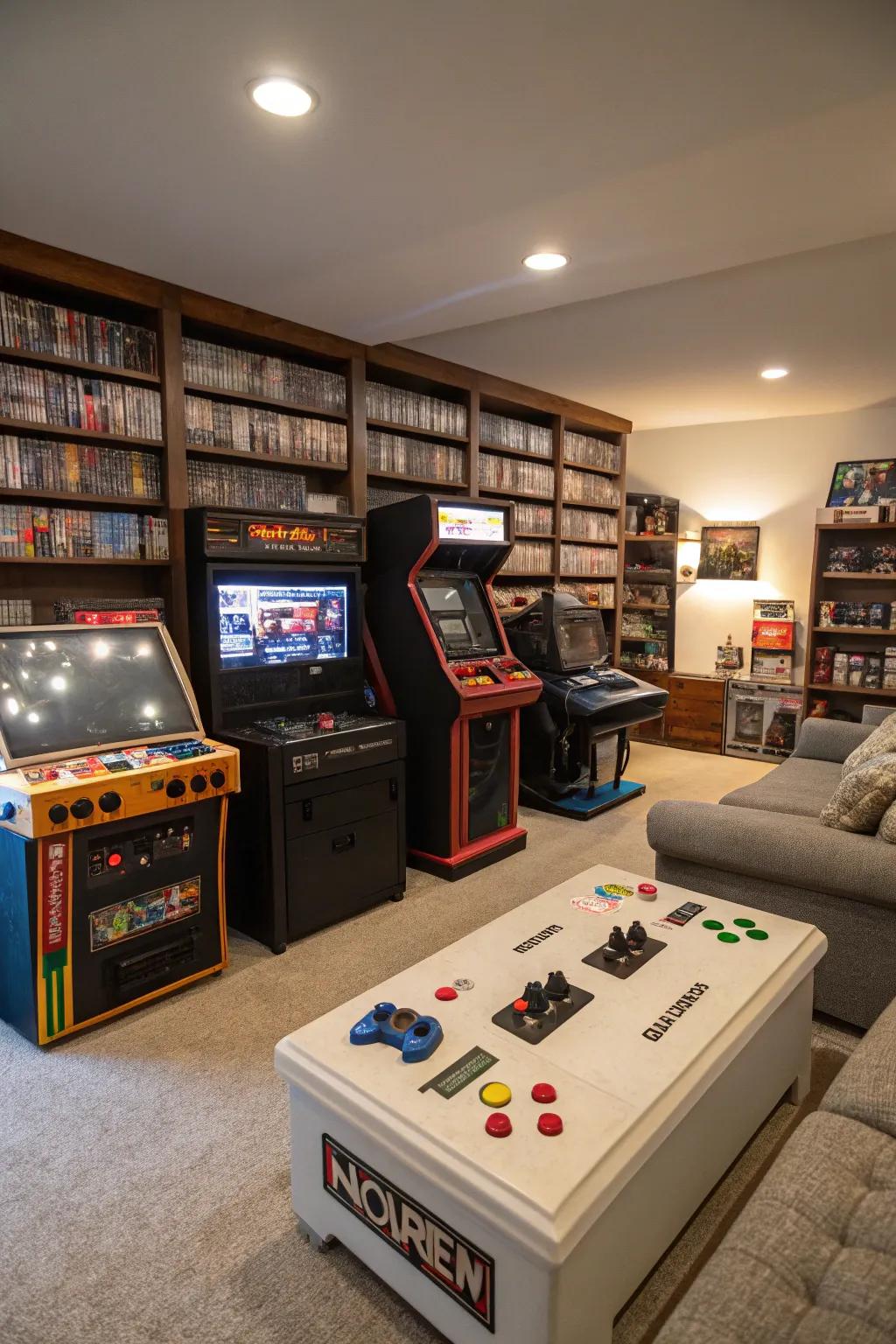 A vintage gaming nook imparts allure and a sense of history to your gaming room.
