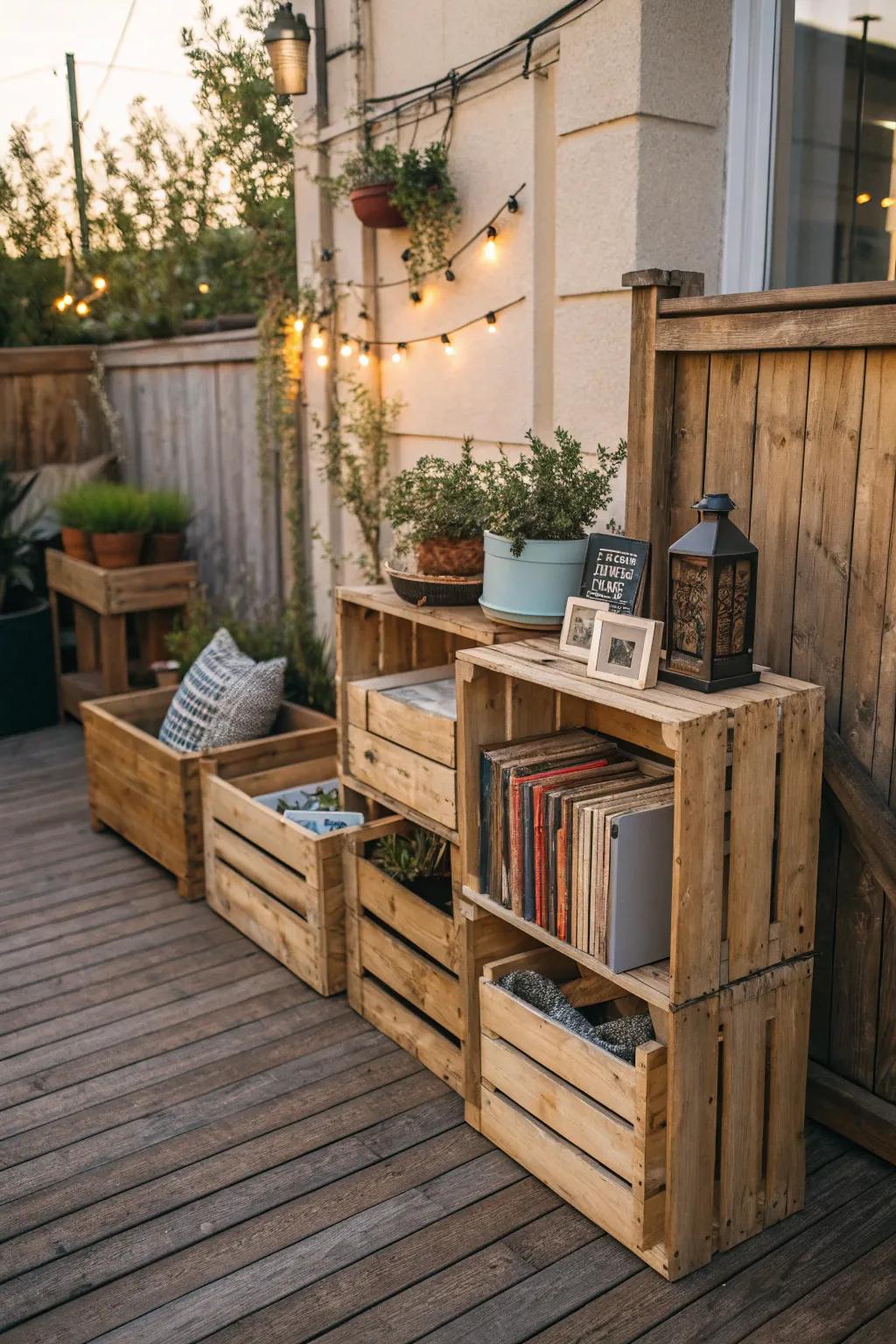 Wooden crates are flexible for both storage and aesthetic display.